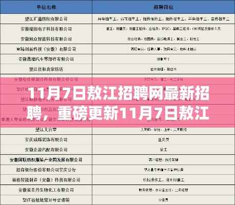 11月7日敖江招聘网最新招聘信息更新,理想职位等你来探秘!