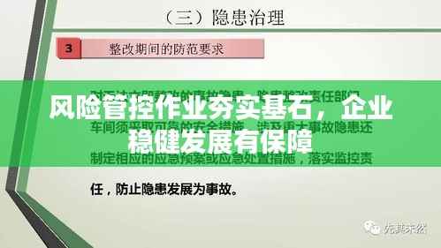 风险管控作业夯实基石,企业稳健发展有保障