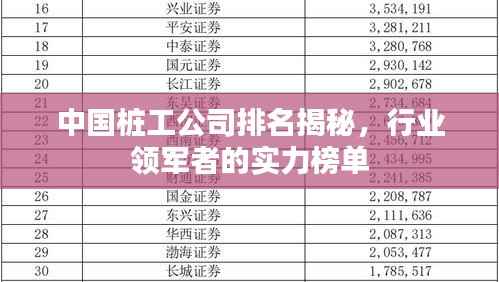 中国桩工公司排名揭秘,行业领军者的实力榜单