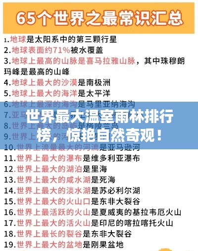 世界最大温室雨林排行榜,惊艳自然奇观!